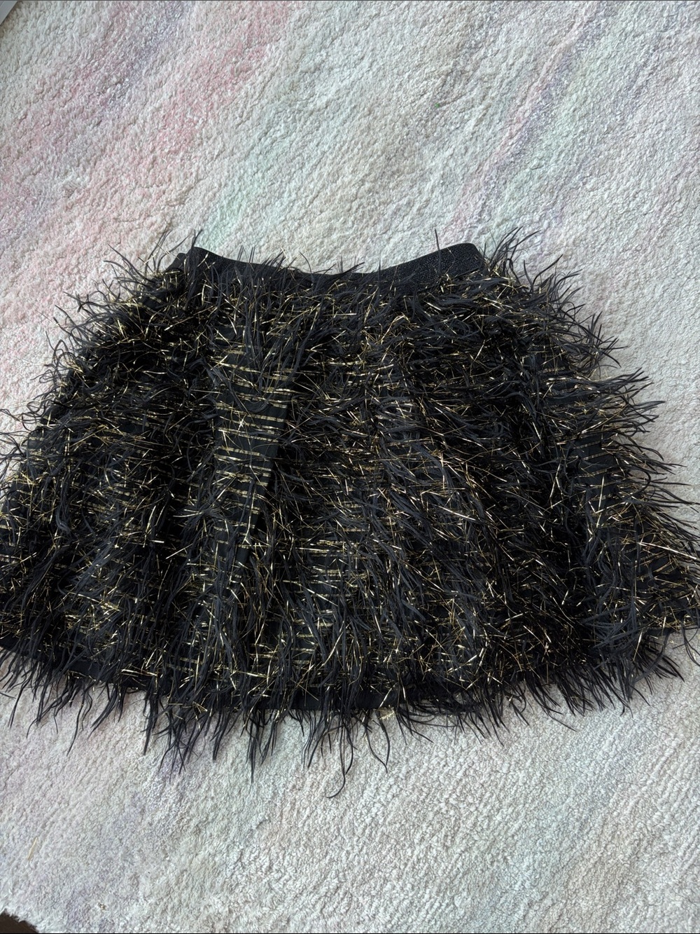 Crewcuts Black Mini Skirt with Gold Metallic Fringe